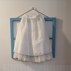 White Lace-Hem A-Line Petticoat with Elastic Waist